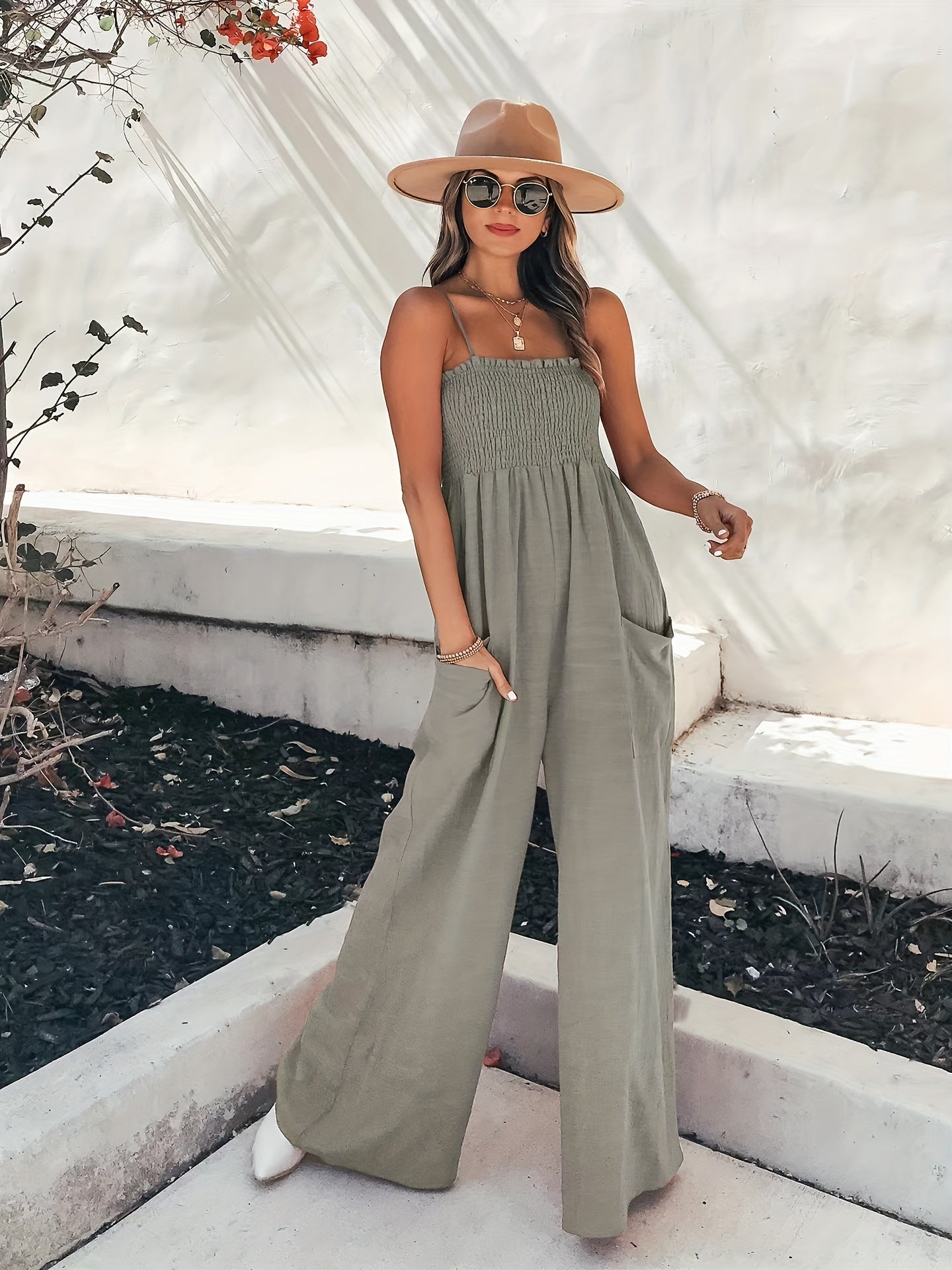Sleeveless Wide Leg Jumpsuit Casual Summer Jumpsuit Women's Clothing