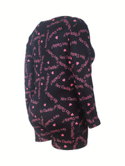 Loungewear Romper Women's Heart Print Long Sleeve