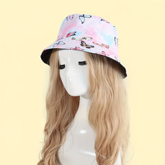Pink Butterfly Bucket Hat Lightweight Tie Dye Sunscreen Fisherman Cap