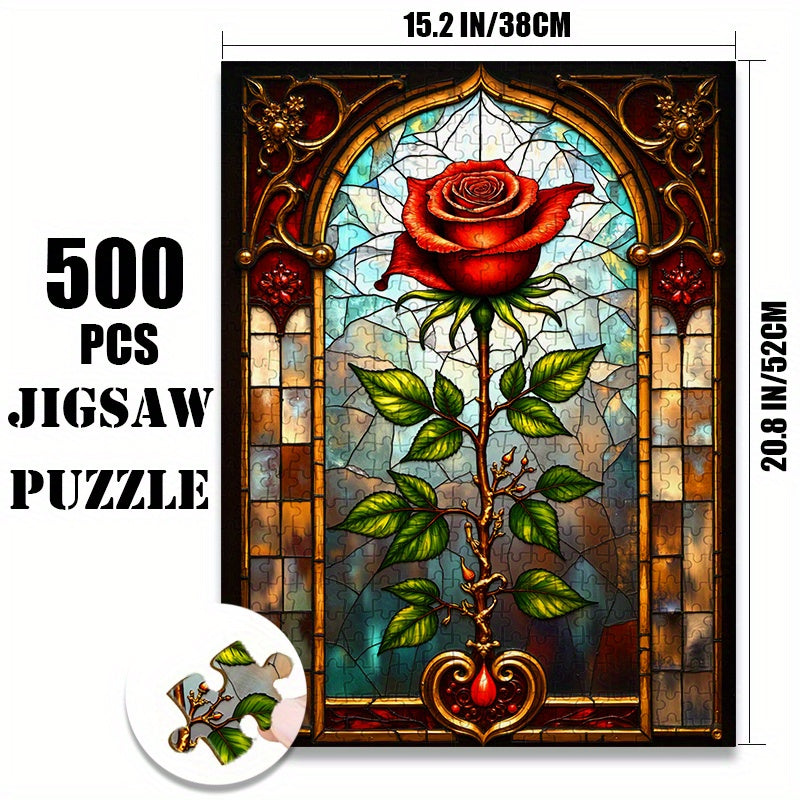 Gothic Rose Stained Glass Jigsaw Puzzle 1000pcs