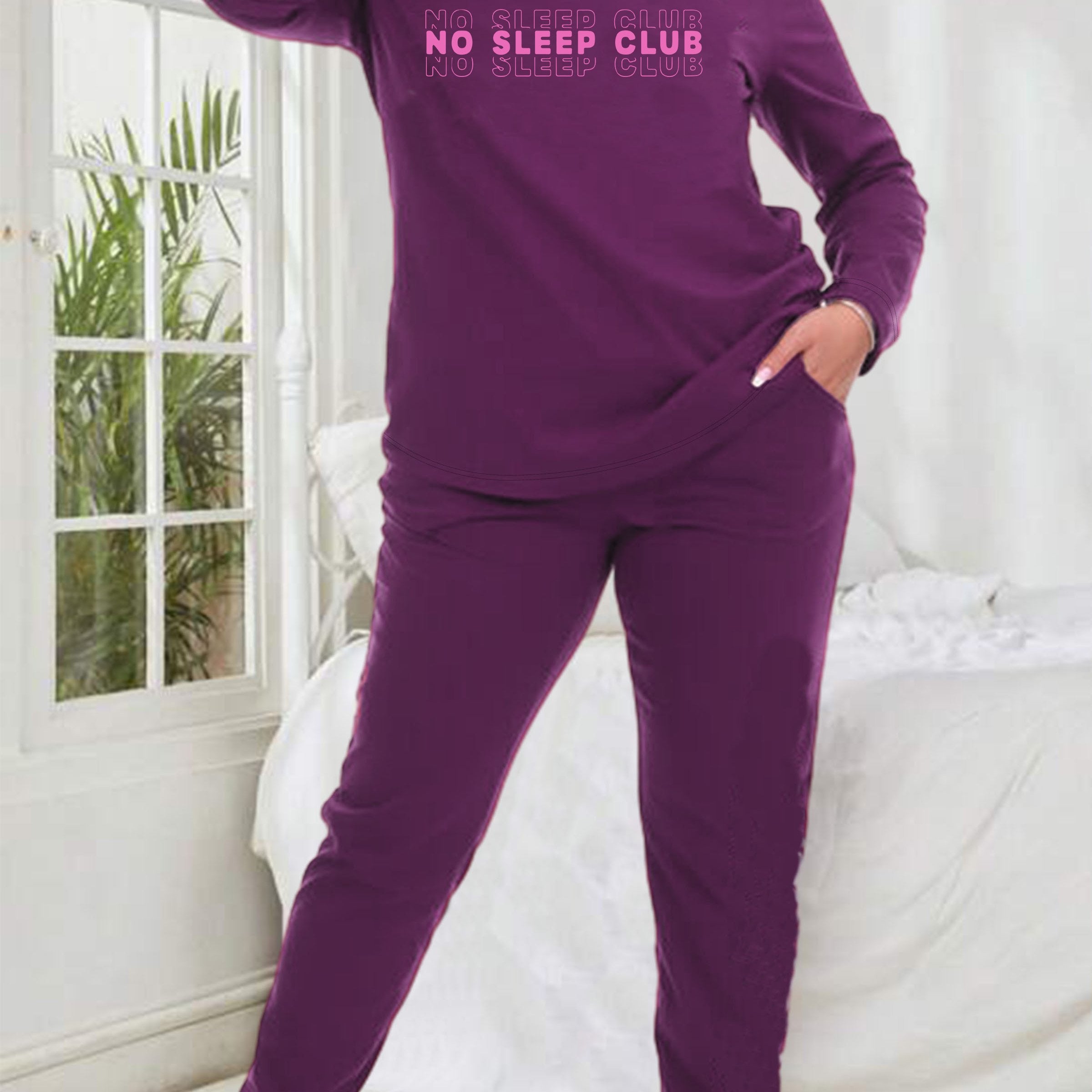 Letter Graphic Tee & Pants Lounge 2 Piece Set