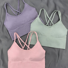 3 Pcs Criss Cross Back Sports Bras Breathable Yoga Tank Top