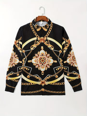 Men's Turn Down Collar Long Sleeve Casual Shirt