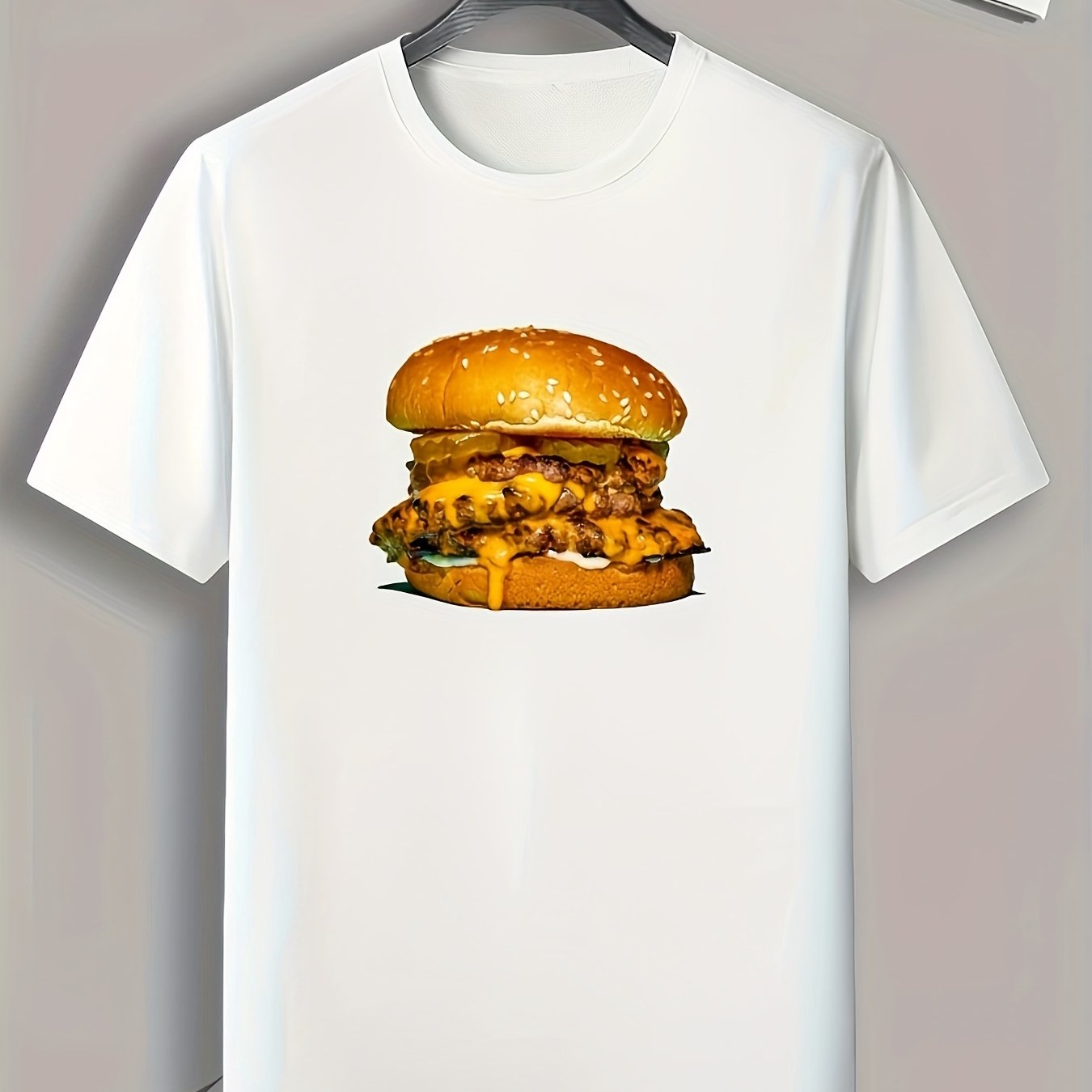 Hamburger Print Men's Graphic T shirt Casual Comfy Tees For Summer