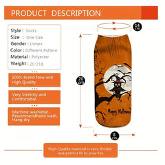 4 Pairs Halloween Pattern Socks & Low Cut Socks Women's Stockings