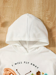Girls Butterfly Print Hoodie Sweatshirt & Pants Set Spring Fall