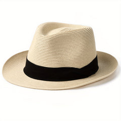 Wide Brim Straw Panama Hat Fedora for Men Women