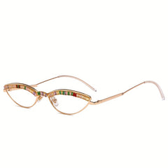 Y2K Zircon Oval Sunglasses Metal Photo Booth Props Glasses UV400