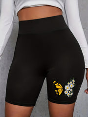 Butterfly Print High Rise Biker Shorts