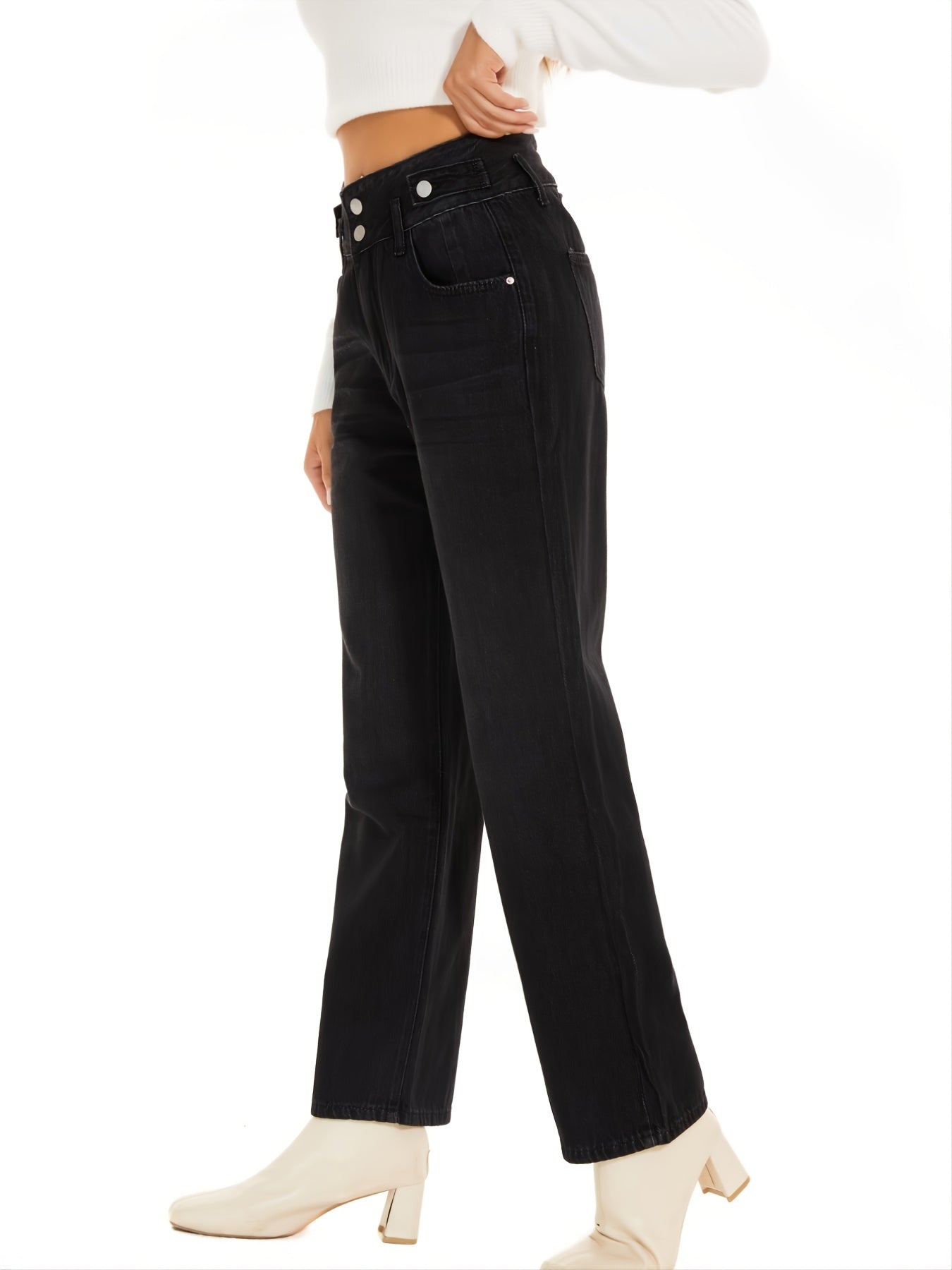 High Waist Straight Leg Jeans Wide Leg Loose Fit High Rise Denim Pants