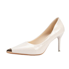 Women's Pointed Toe Stiletto Heeled Pumps Faux Leather Shoes