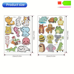 Animal Cartoon Rhinestone Decals 22-24pcs Diamond Painting Kits for Kids