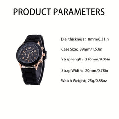 Student Silicone Quartz Watch & Bead Bracelet Set