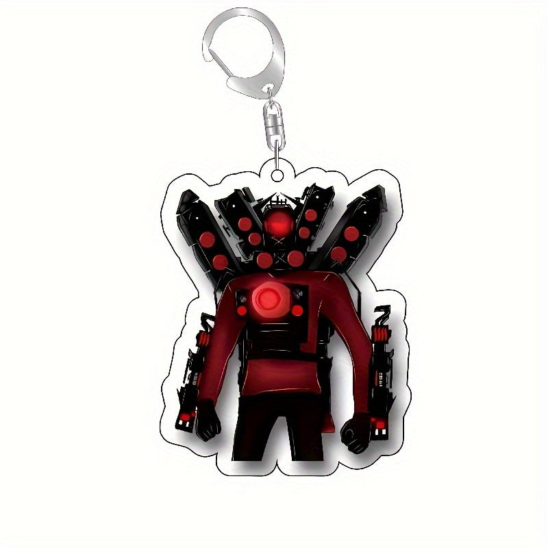 Funny Toilet Man TV Man Keychain Keyring Creative Bag Pendant Key Chain