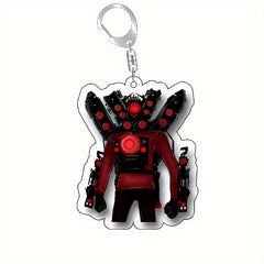 Funny Toilet Man TV Man Keychain Keyring Creative Bag Pendant Key Chain