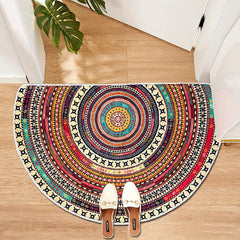 Half Round Door Mat Semi Circle Bathroom Floor Rug Mandala Boho