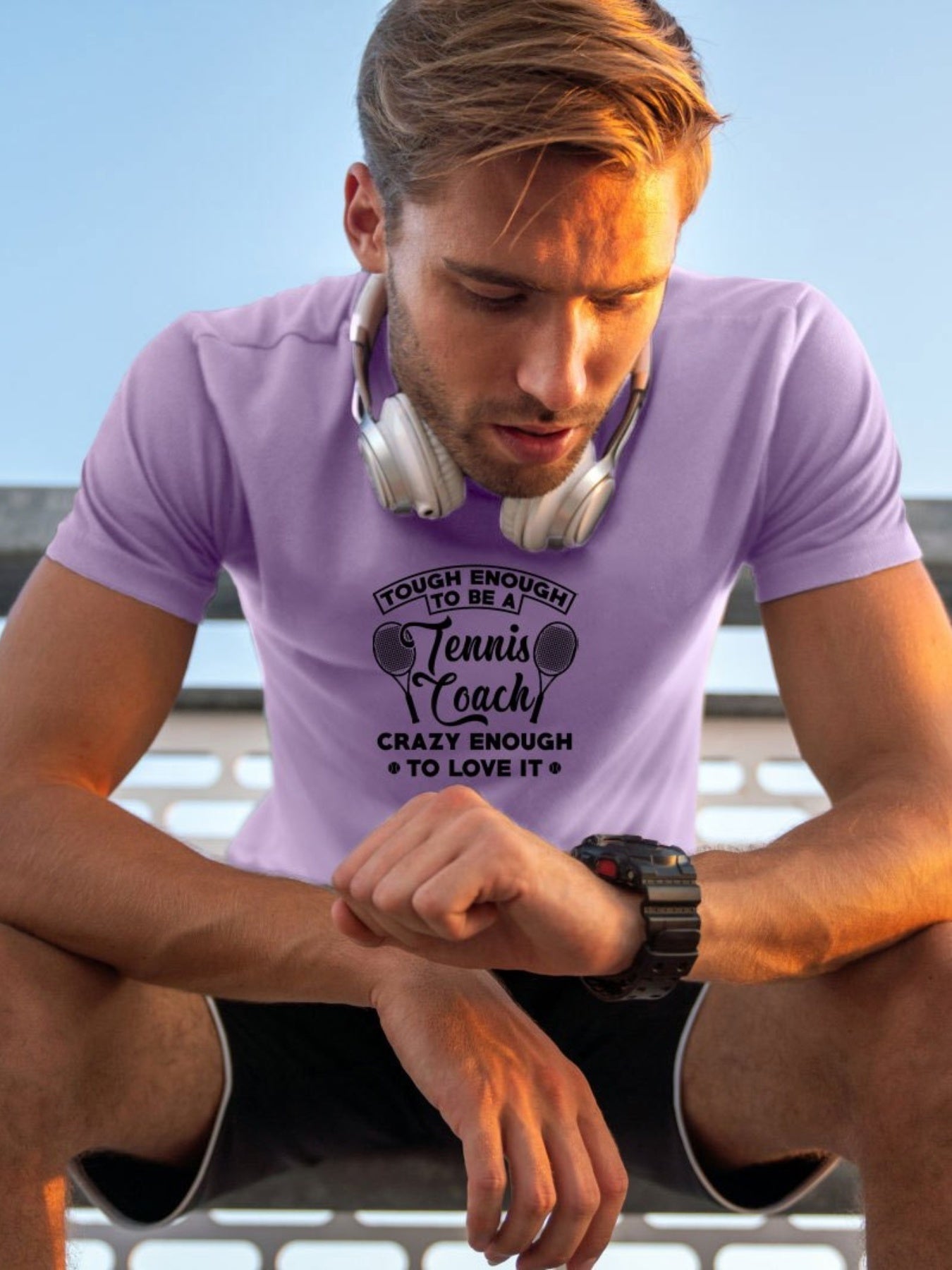 Tough Tennis Coach Men's Letter Print T-shirt