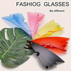 Y2K Rimless Triangle Sunglasses Candy One piece Beach Party Glasses UV400