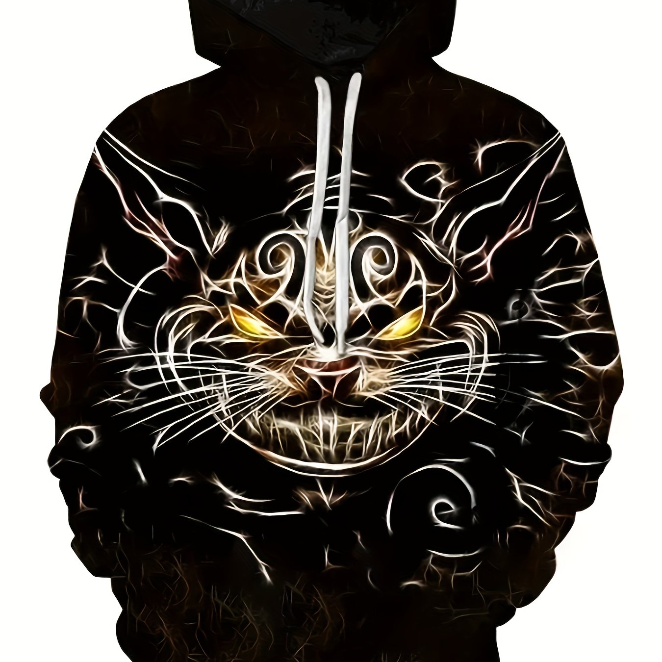 Men's Cat Pattern Hoodie with Pockets Casual Sweatshirt