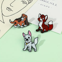 Men's Animal Brooches - Fashionable Dog & Fox Enamel Pins