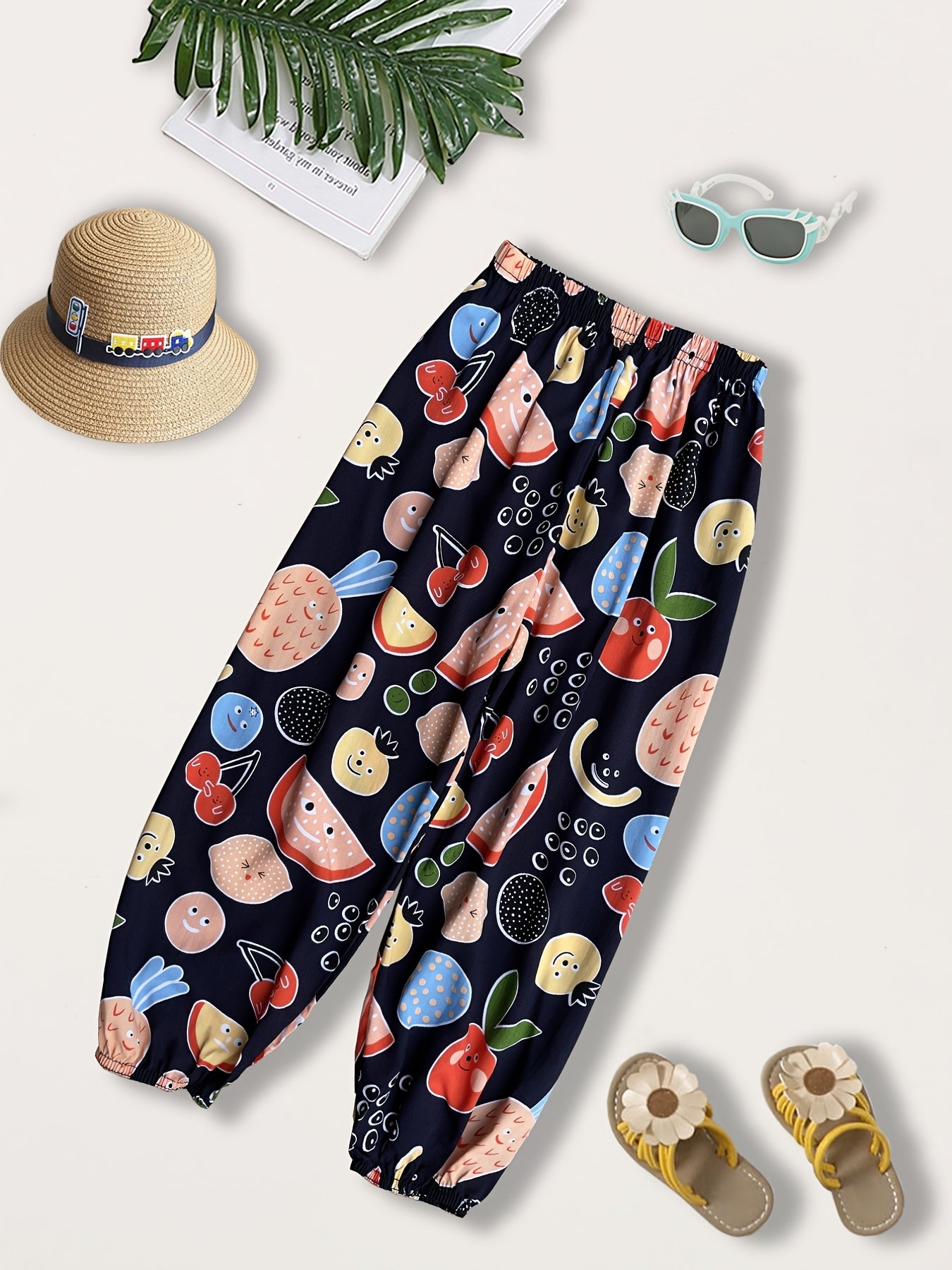 Girls Cartoon Fruit Graphic Sweatpants Loose Jogger Pants