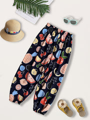 Girls Cartoon Fruit Graphic Sweatpants Loose Jogger Pants