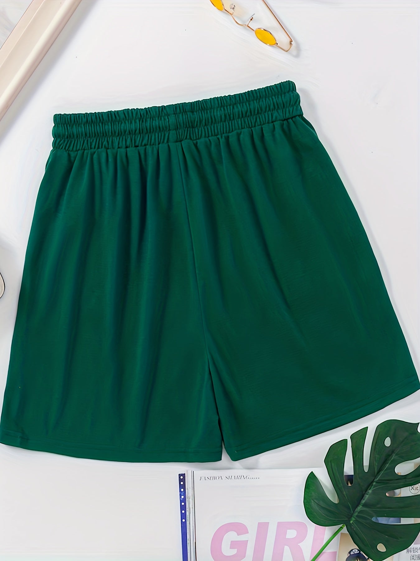 Drawstring Waist Shorts Casual Solid Shorts For Summer & Spring
