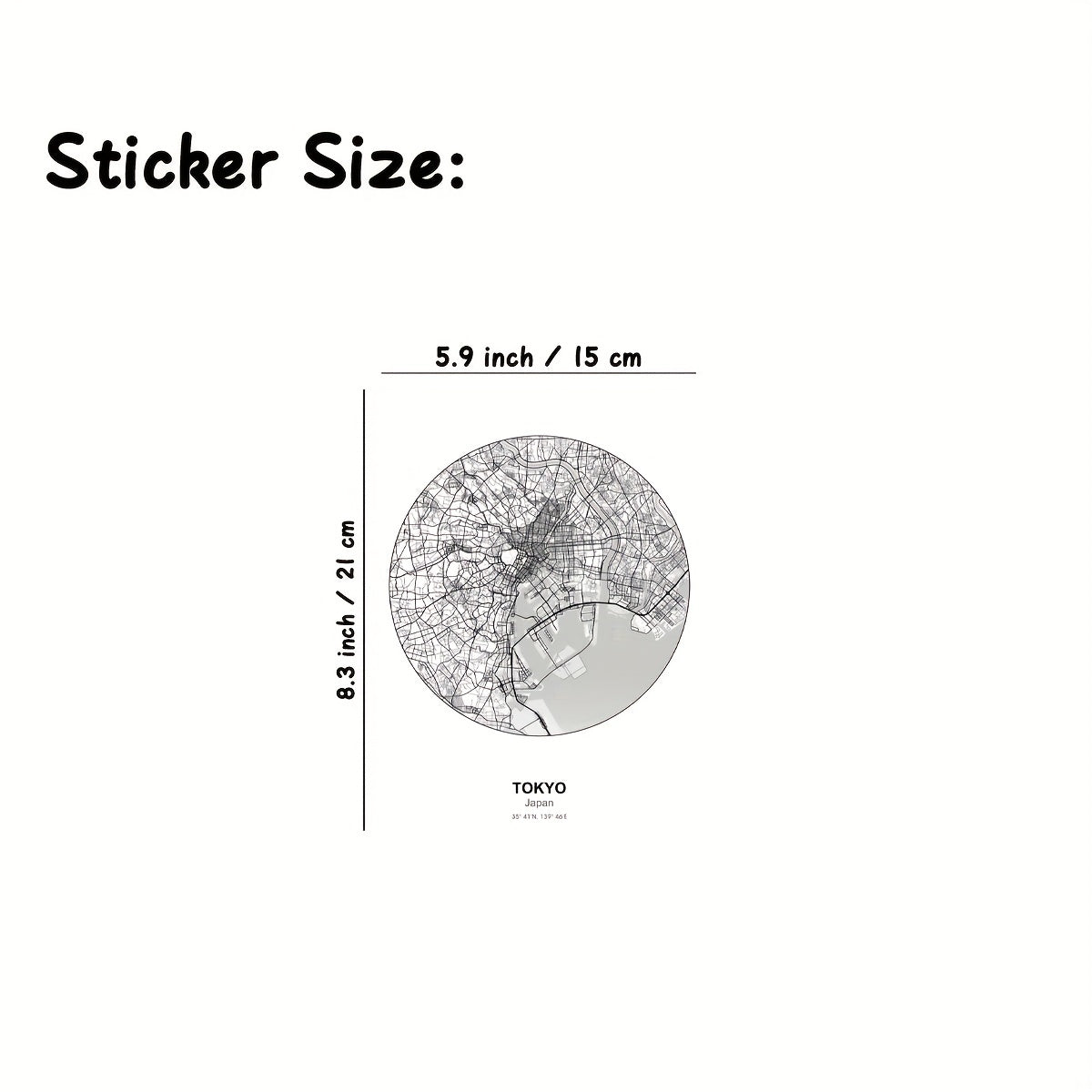Large Cities Circle Maps Stickers for Children - Set of 1
