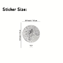 Large Cities Circle Maps Stickers for Children - Set of 1