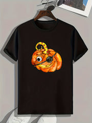 Halloween Pumpkin Print Men's Graphic T-shirt for Summer