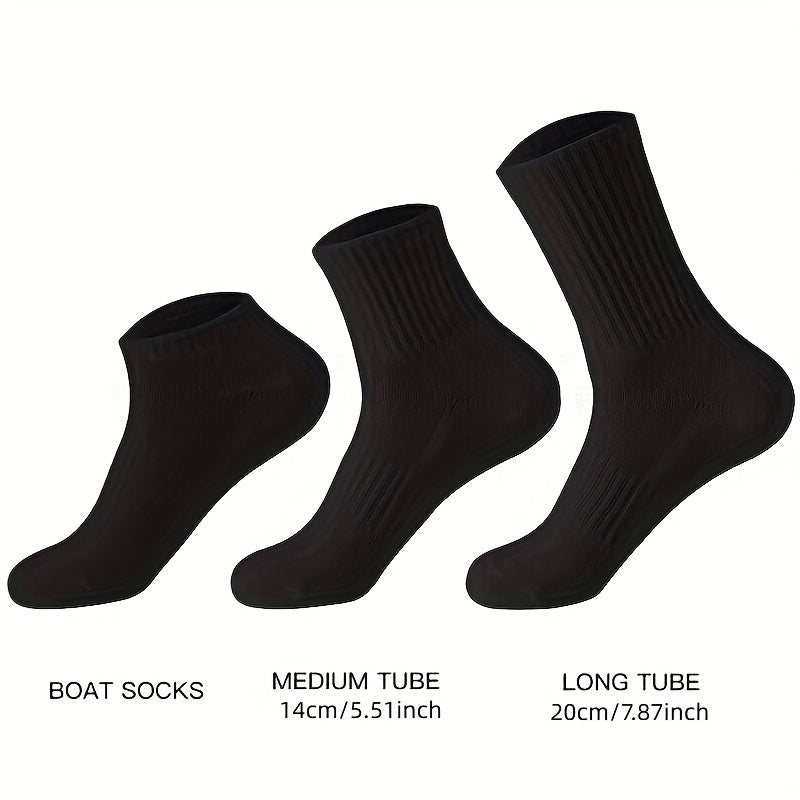 5 Pairs Men's Casual Sports Socks - Sweat Absorption, Odor Resistance
