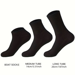 5 Pairs Men's Casual Sports Socks - Sweat Absorption, Odor Resistance