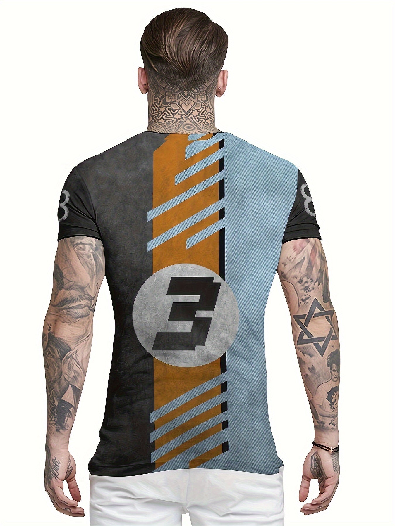 3D Print Men's Round Neck Tee Shirt for Summer