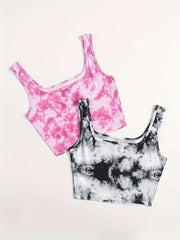 2pcs Tie Dye Tank Top Comfy Sports Top Women's Lingerie & Underwear