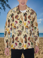 Men's Mushroom Print Casual Long Sleeve Shirt