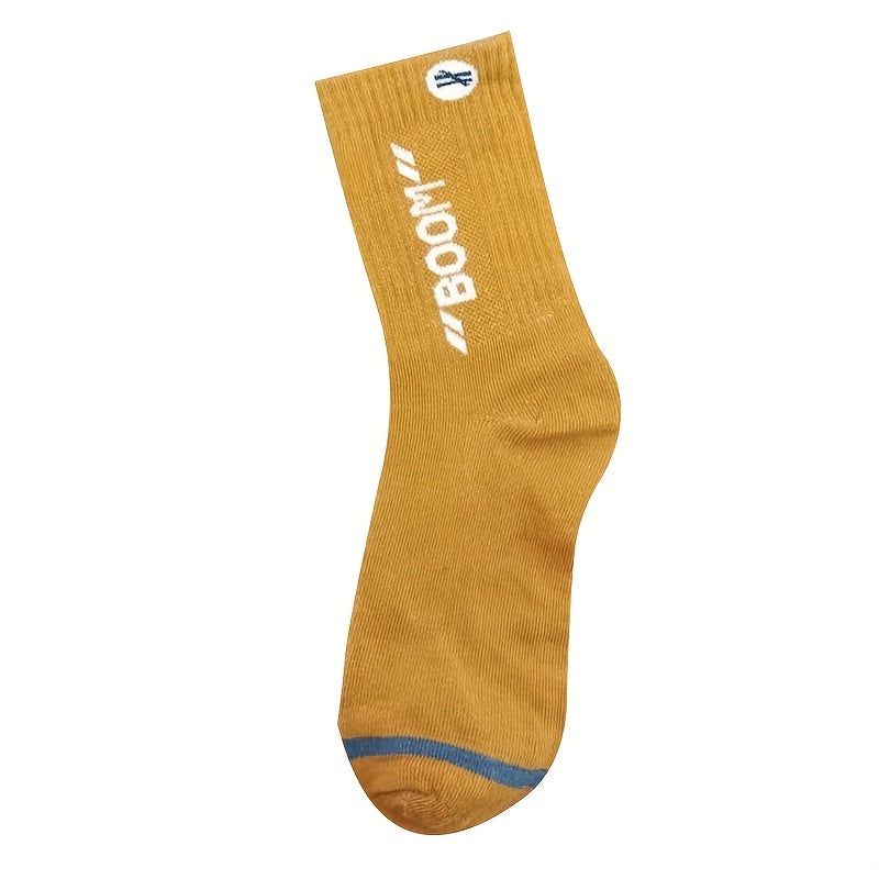 5 Pairs Letter Print Sports Socks for Women & Men