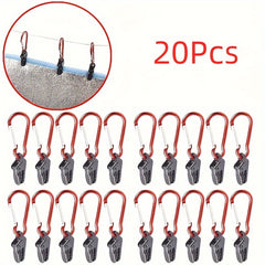 20pcs Tarp Clip Windproof Clamp & Carabiner Set Canopies Camping, Awning