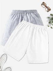 2pcs Girls' Casual Shorts Set Sports Leisure Sweat Shorts Outer Wear