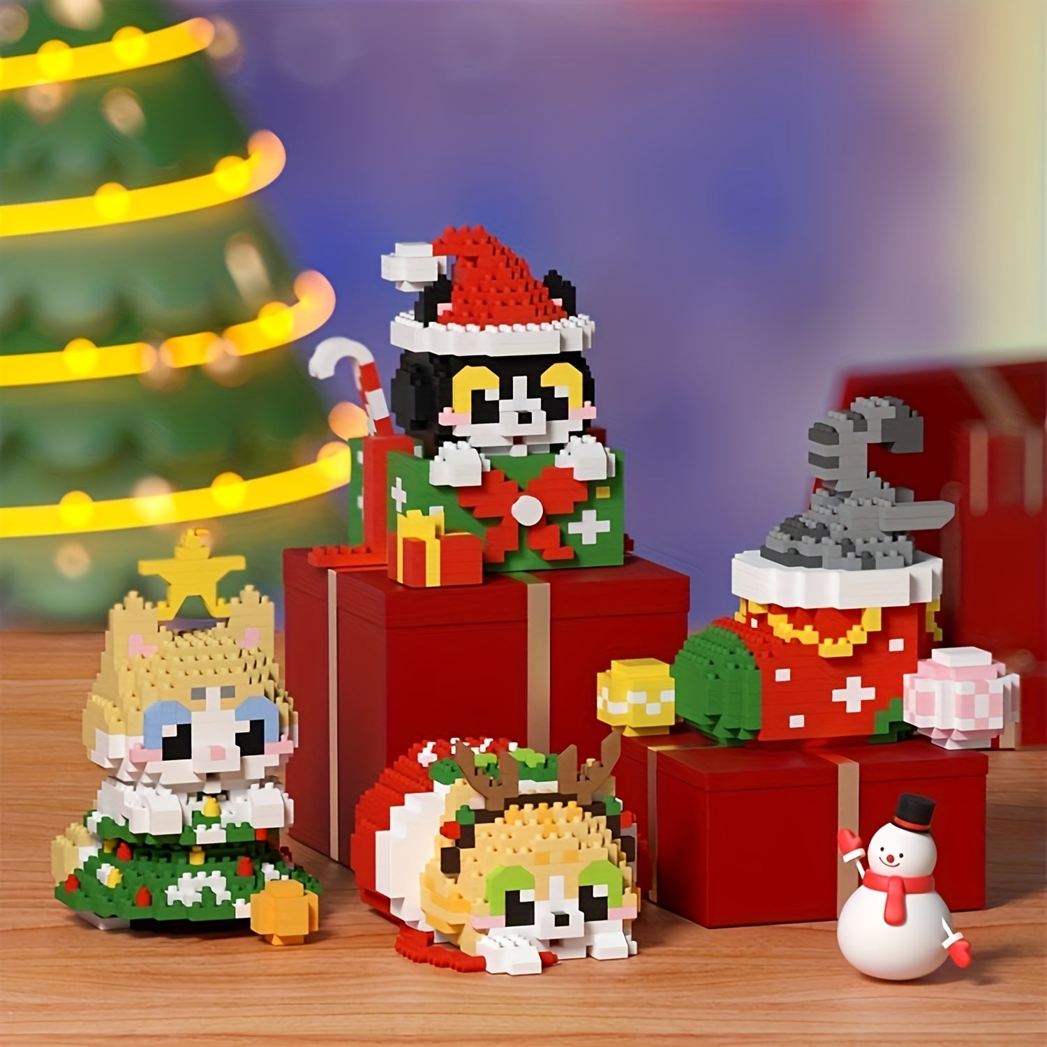 Holiday Mini Building Blocks Set with Santa, Snowman, Reindeer & More