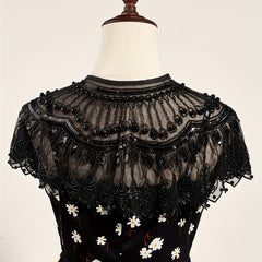 2 Layer Mesh Pearl Thin Shawl Dress Decorative Shawl For Women