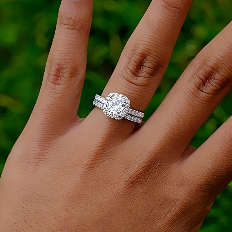 Zircon Inlaid Decorative Wedding Bridal Ring