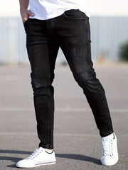 Men's Slim Fit Ripped Jeans - Casual Distressed Denim Pants