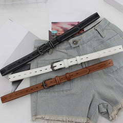 Stylish Pin Buckle Belt Hollow Out Thin PU Leather Casual Belt