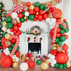 118pcs Christmas Balloon Garland Arch Kit Red Green Golden Balloons