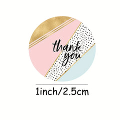 500pcs Thank You Stickers Pink Geometric Pattern Seal Labels