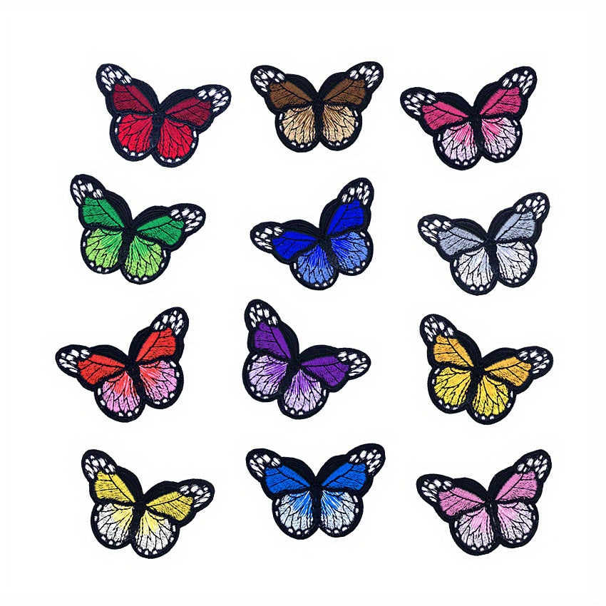 12pcs Butterfly Iron On Patches for Clothes Repair and Decor