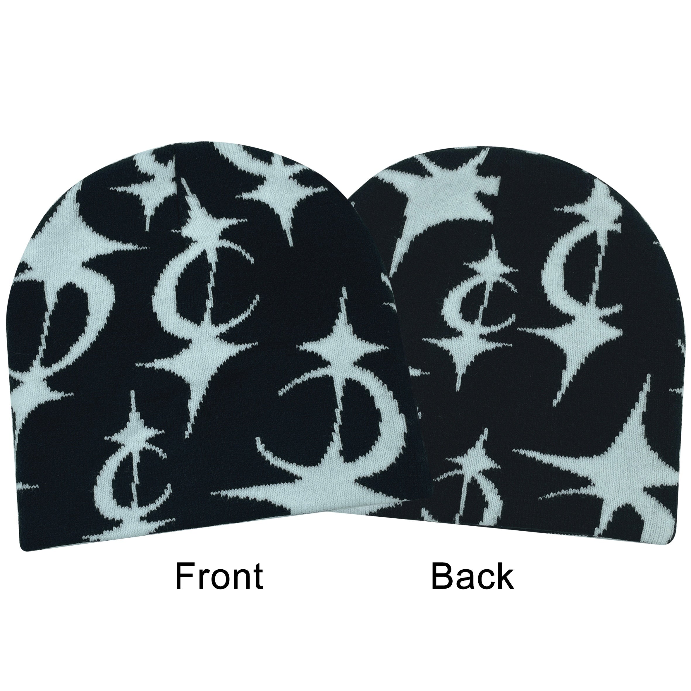 Y2K Star Pattern Knitted Hat Warm Beanie Hat Hip Hop Hat
