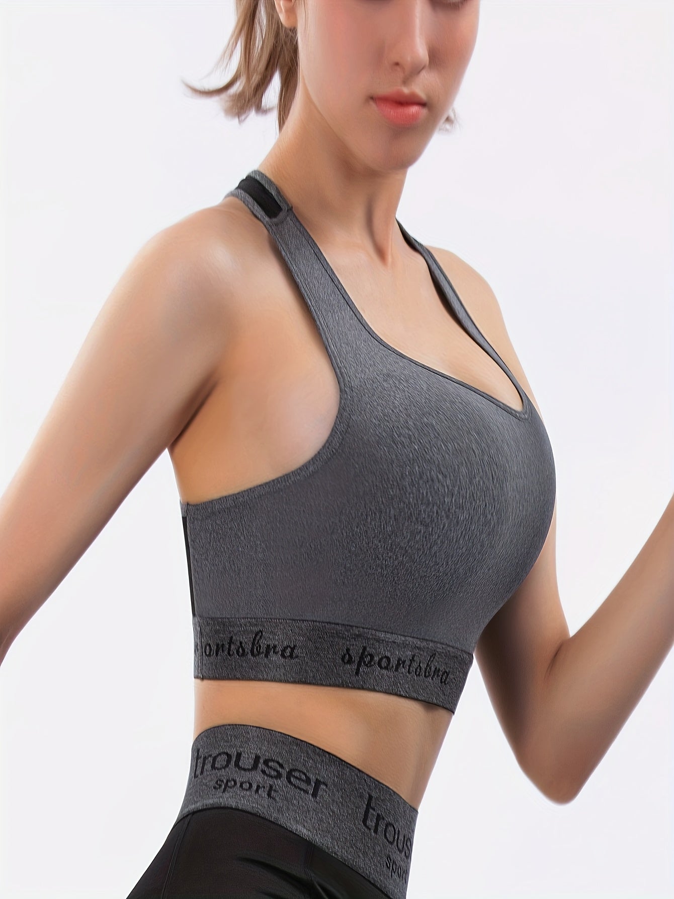 Colorblock Letter Print Sports Bra Women's Lingerie