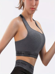 Colorblock Letter Print Sports Bra Women's Lingerie