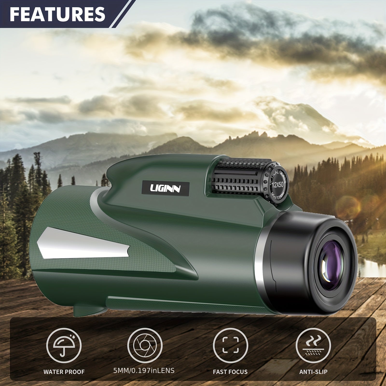 Waterproof Monocular BAK4 Prism for Bird Watching Hiking Camping